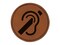 Deaf Hearing Loss Impaired International Symbol Round Iron-On Engraved Faux Leather Patch Applique - 2.5"